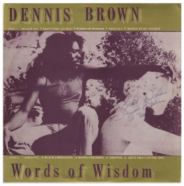 Lot Detail - Dennis Brown Signed Album for ''Words of Wisdom